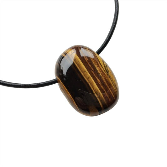 Tigerauge Kette Edelstein mit Lederband