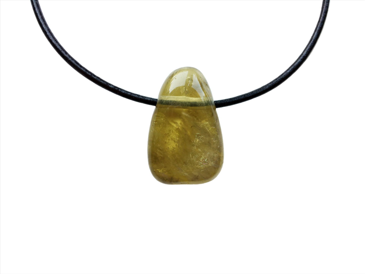 Lemonquarz Kette Edelstein mit Lederband
