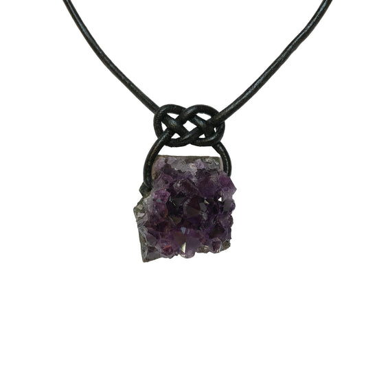 Amethyst Druse Edelstein Kristall Kette mit Lederband