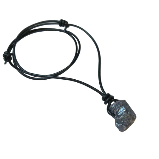 Saphir Kristall Edelstein Kette mit Lederband