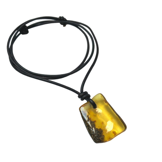 Bernstein Kette Edelstein mit Lederband