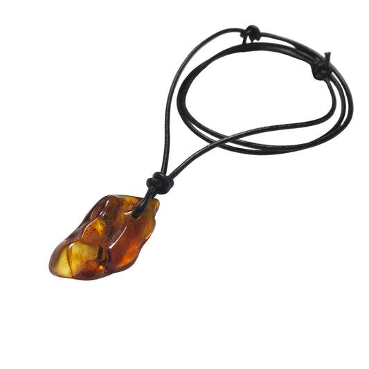 Bernstein Kette Edelstein mit Lederband