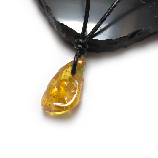 Bernstein Kette Edelstein mit Lederband