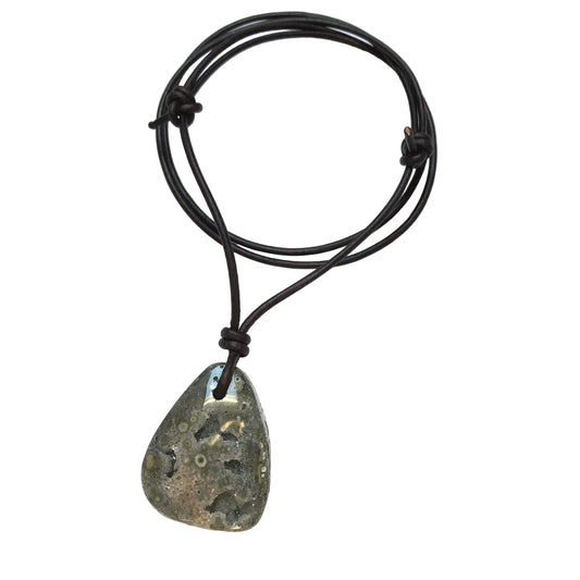 Ozean Jaspis Edelstein Kette mit Lederband