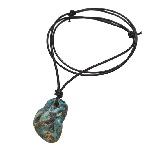Türkis Edelstein Kette mit Lederband