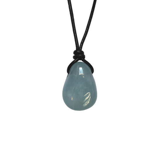 Aquamarin Edelstein Kette mit Lederband