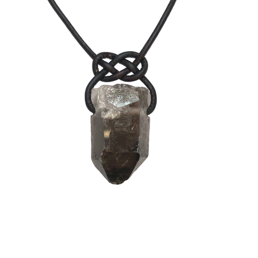 Rauchquarz Kristall Spitze Edelstein Kette mit Lederband