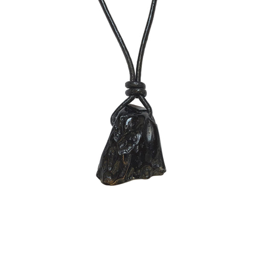 Tektit Edelstein Kette mit Lederband