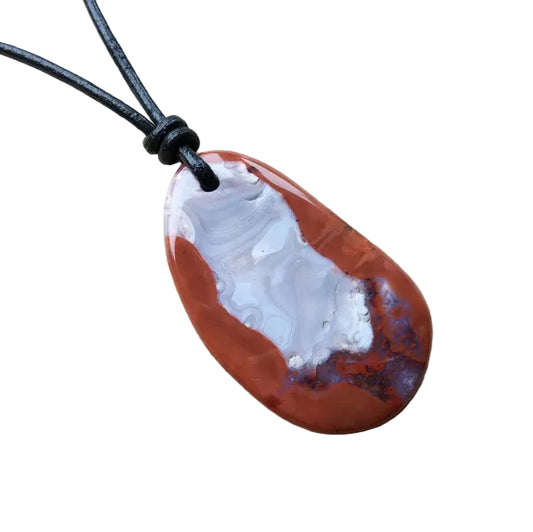 Chalcedon Kette Edelstein mit Lederband