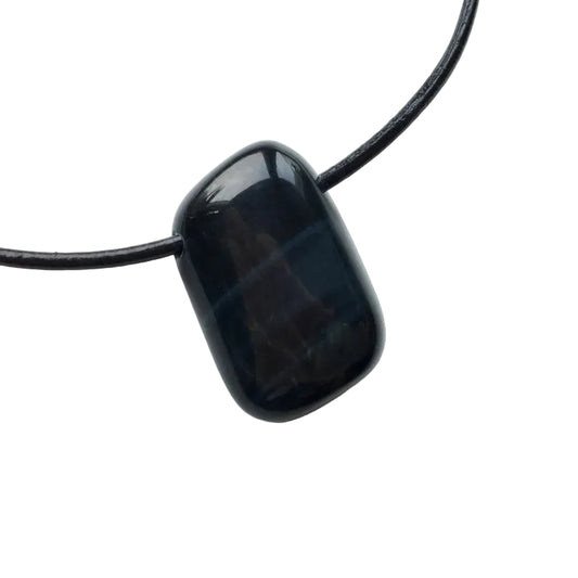 Falkenauge Edelstein Kette mit Lederband