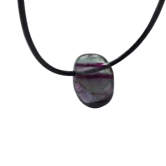 Fluorit Edelstein Kette mit Lederband