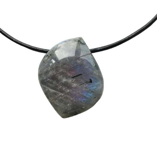 Labradorit Edelstein Kette mit Lederband