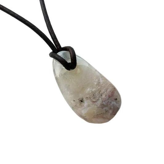 Chalcedon Kette Edelstein mit Lederband