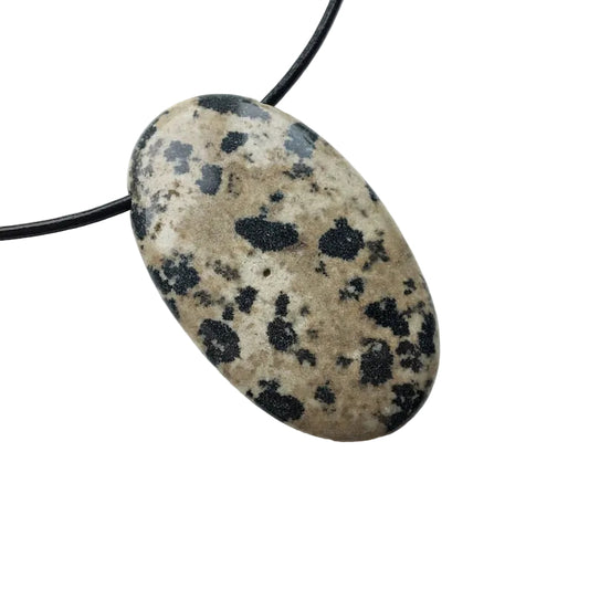 Dalmatiner Jaspis Edelstein Kette mit Lederband