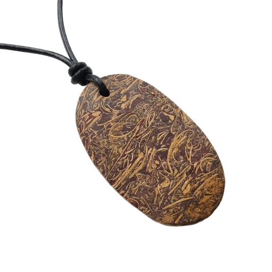 Schlangen Jaspis Edelstein Kette mit Lederband