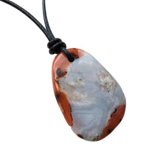 Chalcedon Kette Edelstein mit Lederband