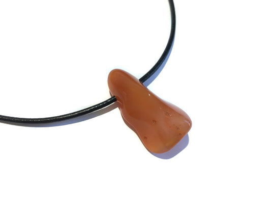 Karneol Edelstein Kette mit Lederband