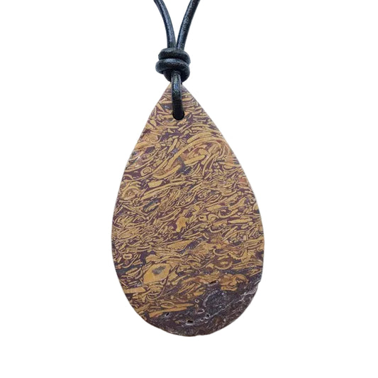 Schlangen Jaspis Edelstein Kette mit Lederband