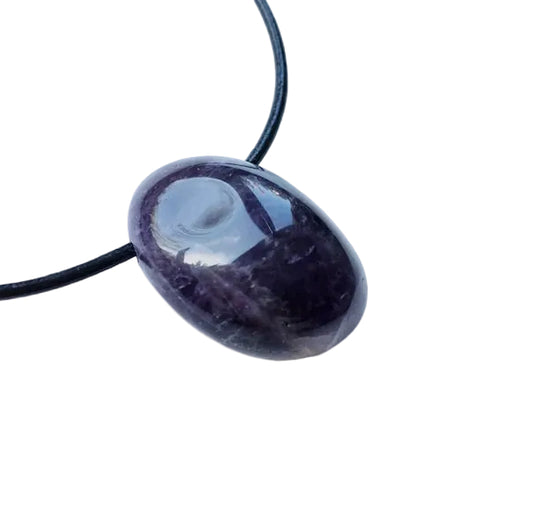 Amethyst Edelstein Kette mit Lederband