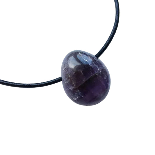 Amethyst Edelstein Kette mit Lederband