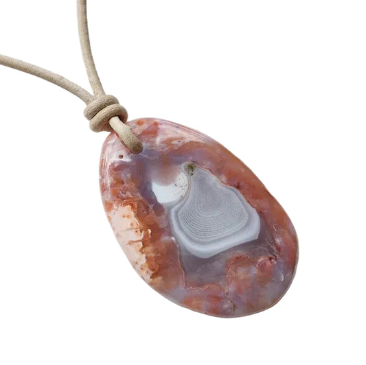 Chalcedon Kette Edelstein mit Lederband