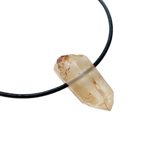 Hämatitquarz Spitze Edelstein Kette mit Lederband