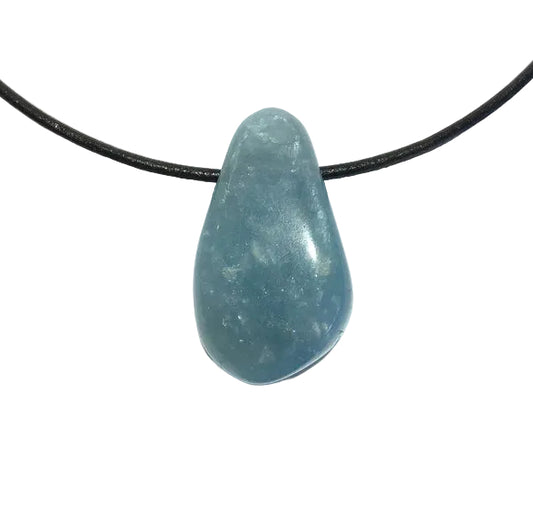 Aquamarin Edelstein Kette mit Lederband