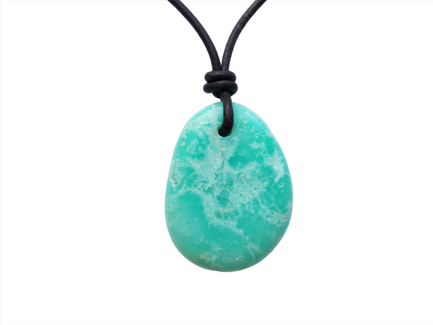 Chrysopras Kette Edelstein mit Lederband