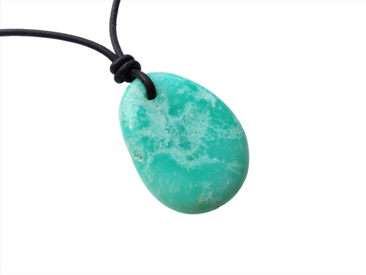 Chrysopras Kette Edelstein mit Lederband