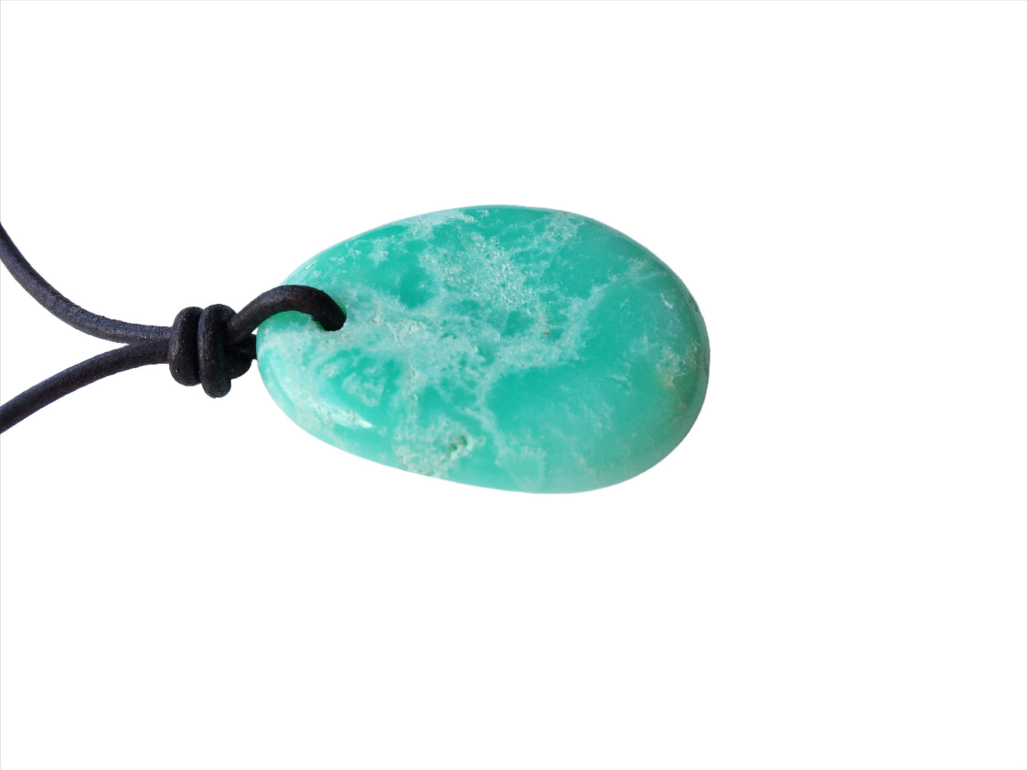 Chrysopras Kette Edelstein mit Lederband