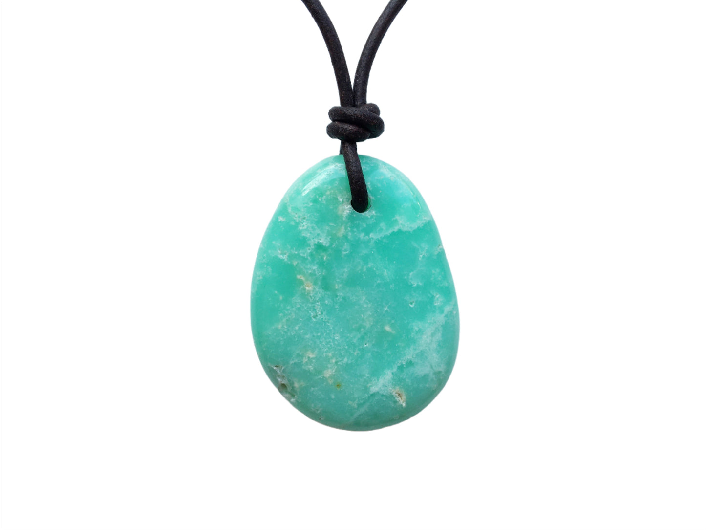Chrysopras Kette Edelstein mit Lederband