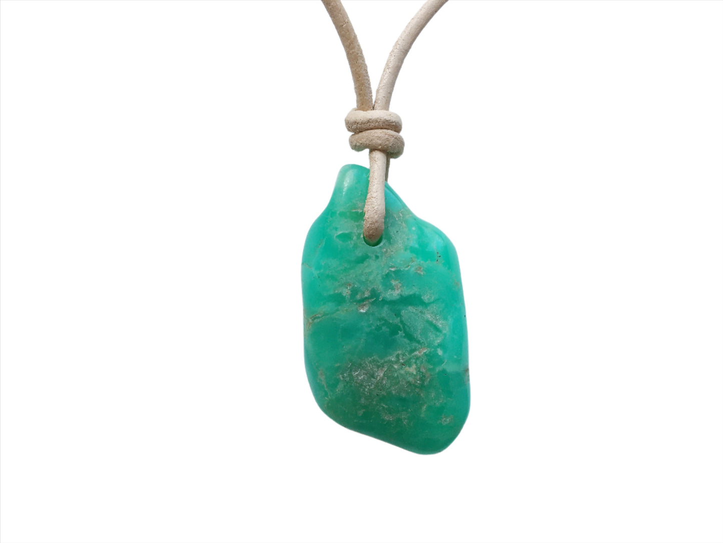 Chrysopras Kette Edelstein mit Lederband