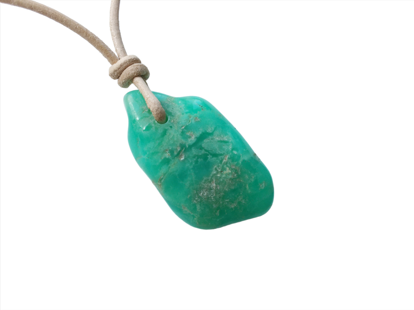 Chrysopras Kette Edelstein mit Lederband