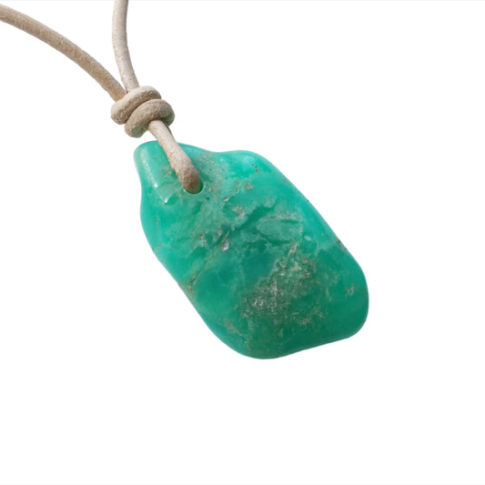 Chrysopras Kette Edelstein mit Lederband