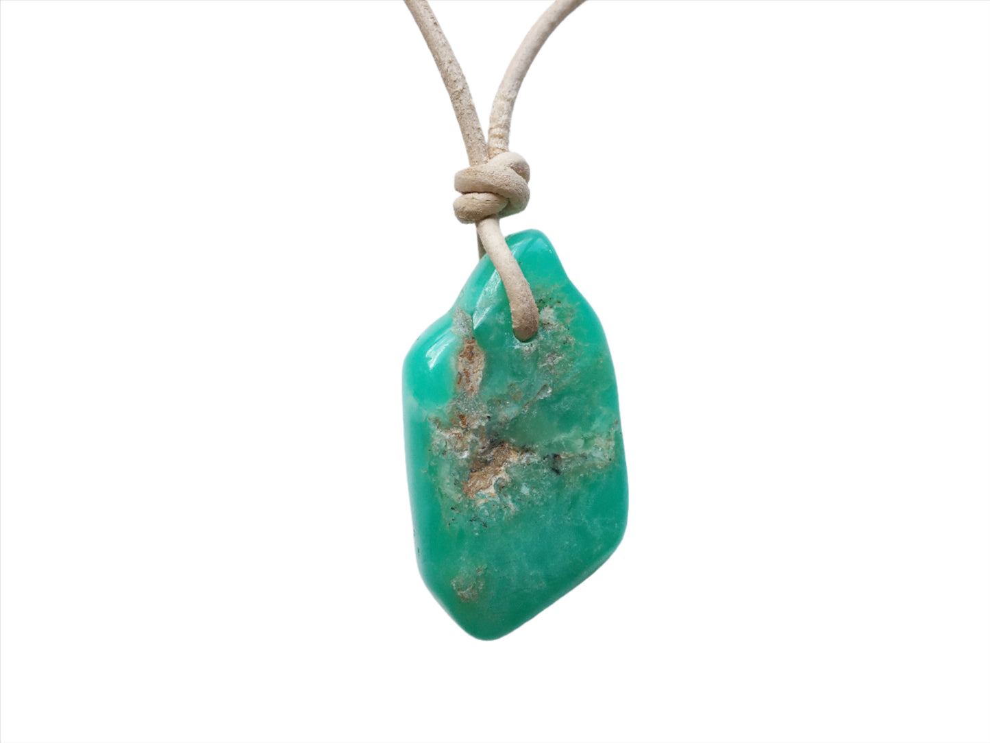 Chrysopras Kette Edelstein mit Lederband