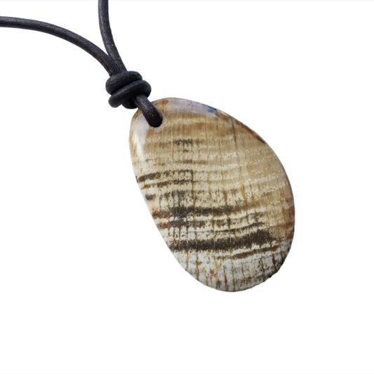 Versteinertes Holz Kette Edelstein mit Lederband