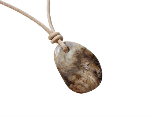 Versteinertes Holz Kette Edelstein mit Lederband