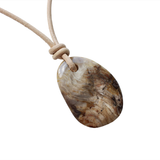 Versteinertes Holz Kette Edelstein mit Lederband