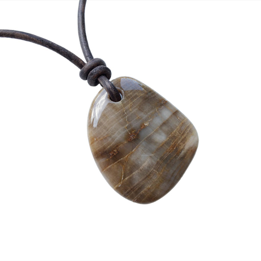 Versteinertes Holz Kette Edelstein mit Lederband