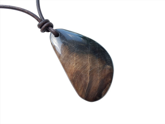 Versteinertes Holz Kette Edelstein mit Lederband