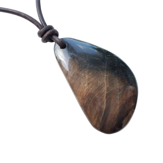 Versteinertes Holz Kette Edelstein mit Lederband