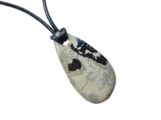 Artistic Jaspis Kette Edelstein mit Lederband