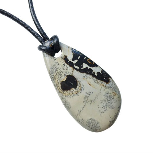 Artistic Jaspis Kette Edelstein mit Lederband