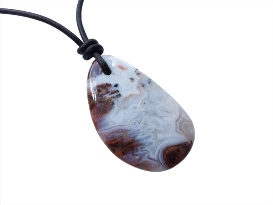 Mystic Chalcedon Kette Edelstein mit Lederband