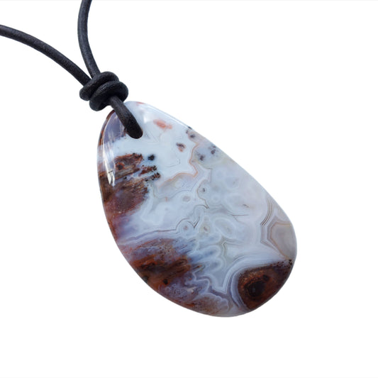 Mystic Chalcedon Kette Edelstein mit Lederband