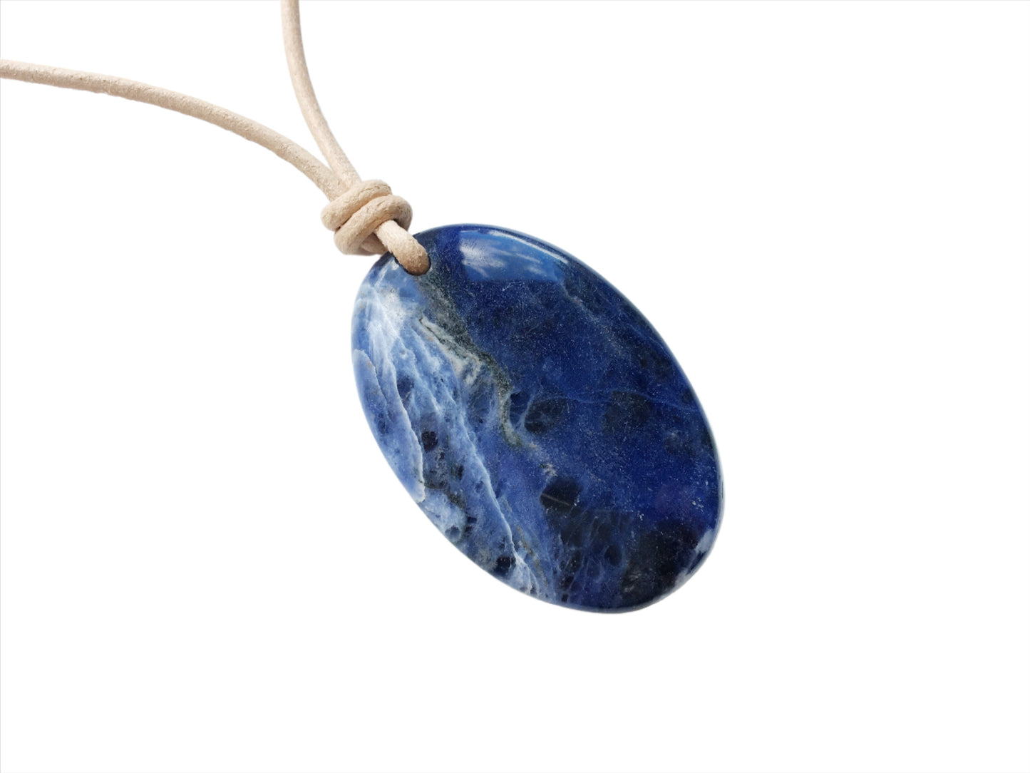 Sodalith Kette Edelstein mit Lederband