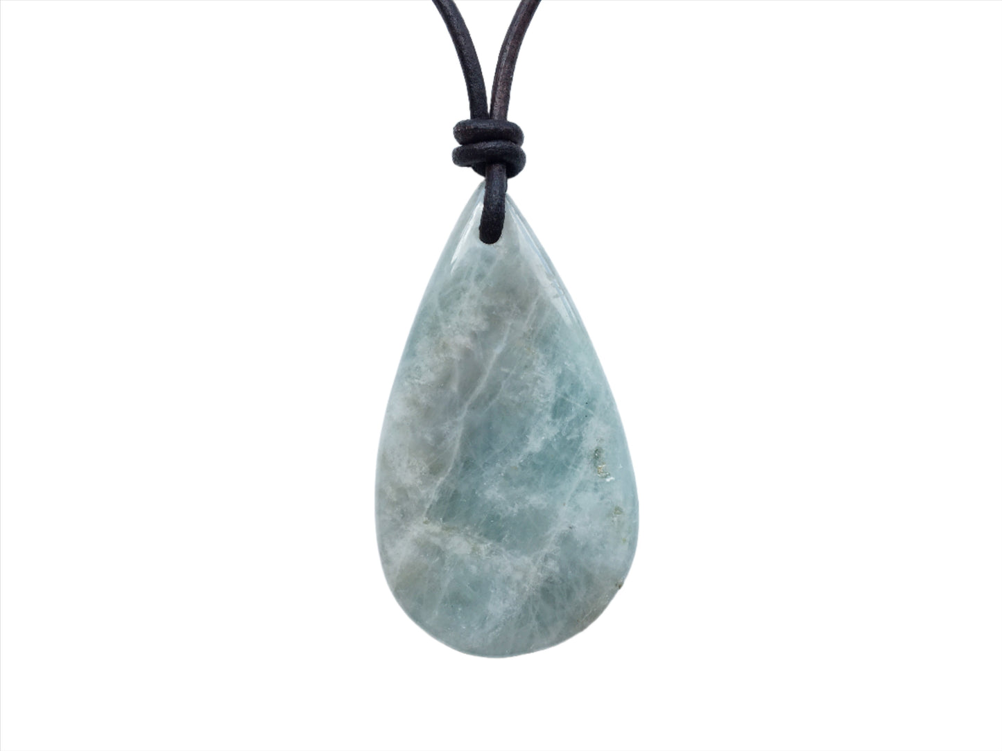Aquamarin Kette Edelstein mit Lederband