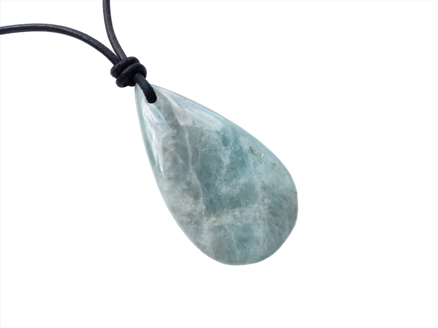 Aquamarin Kette Edelstein mit Lederband