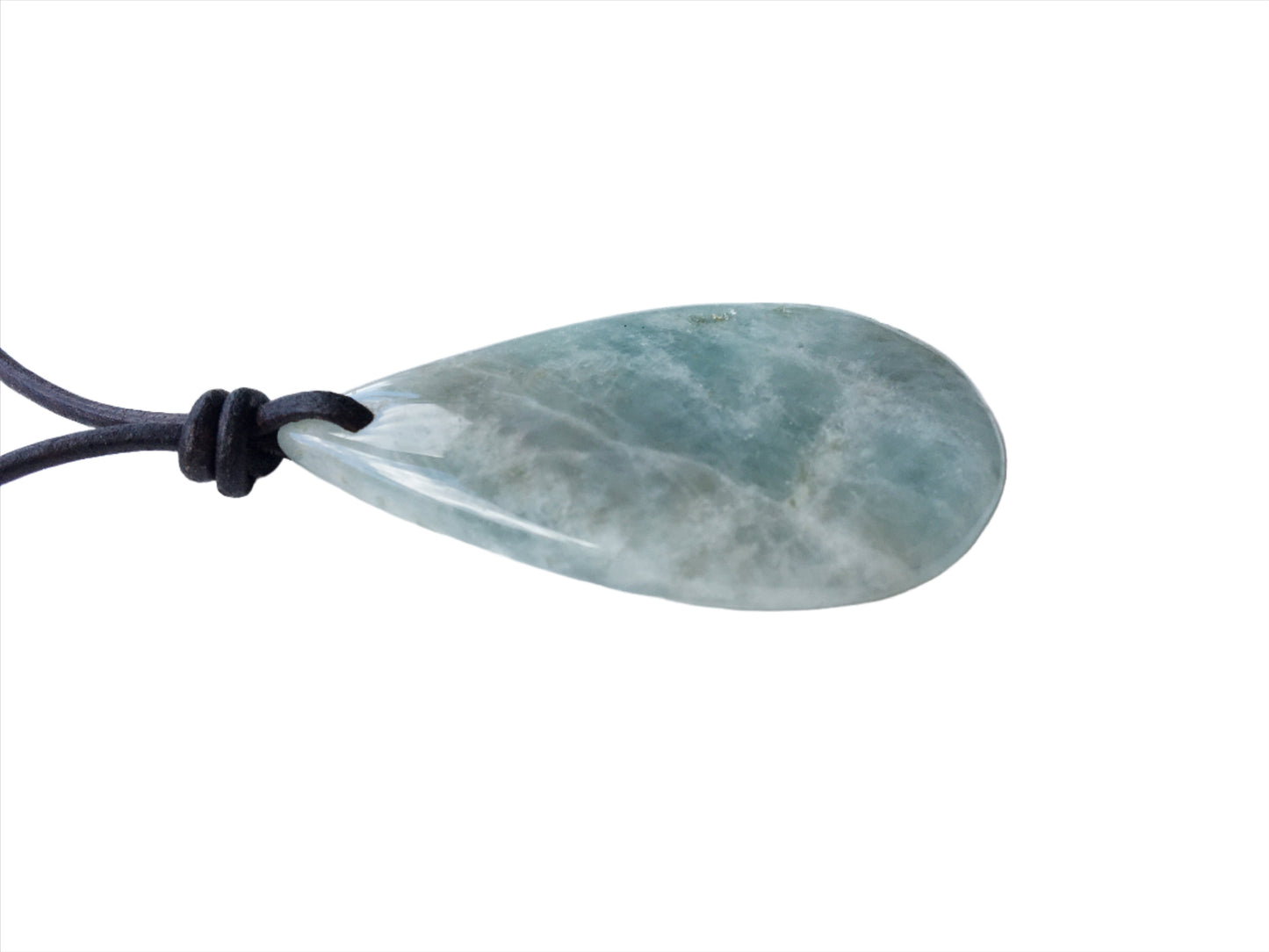 Aquamarin Kette Edelstein mit Lederband