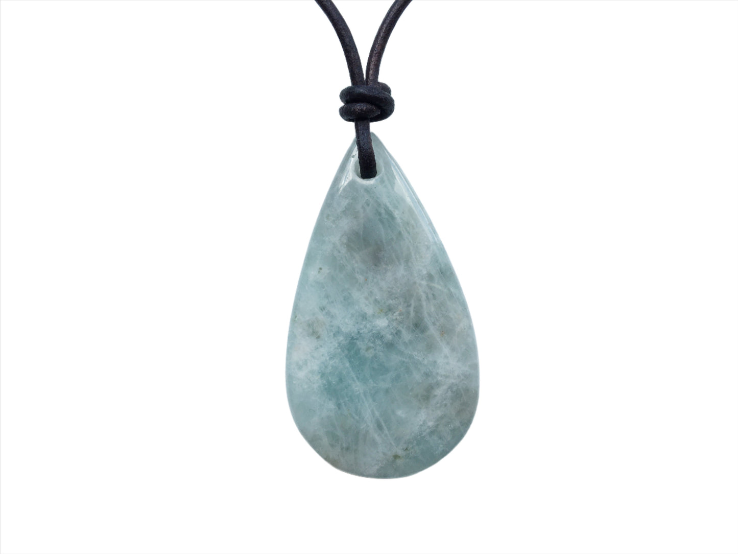 Aquamarin Kette Edelstein mit Lederband
